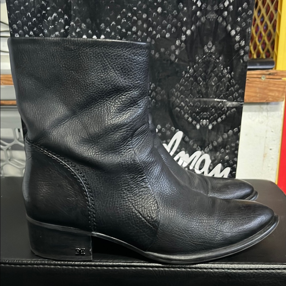 Sam Edelman Hillary Black Leather Ankle Boots